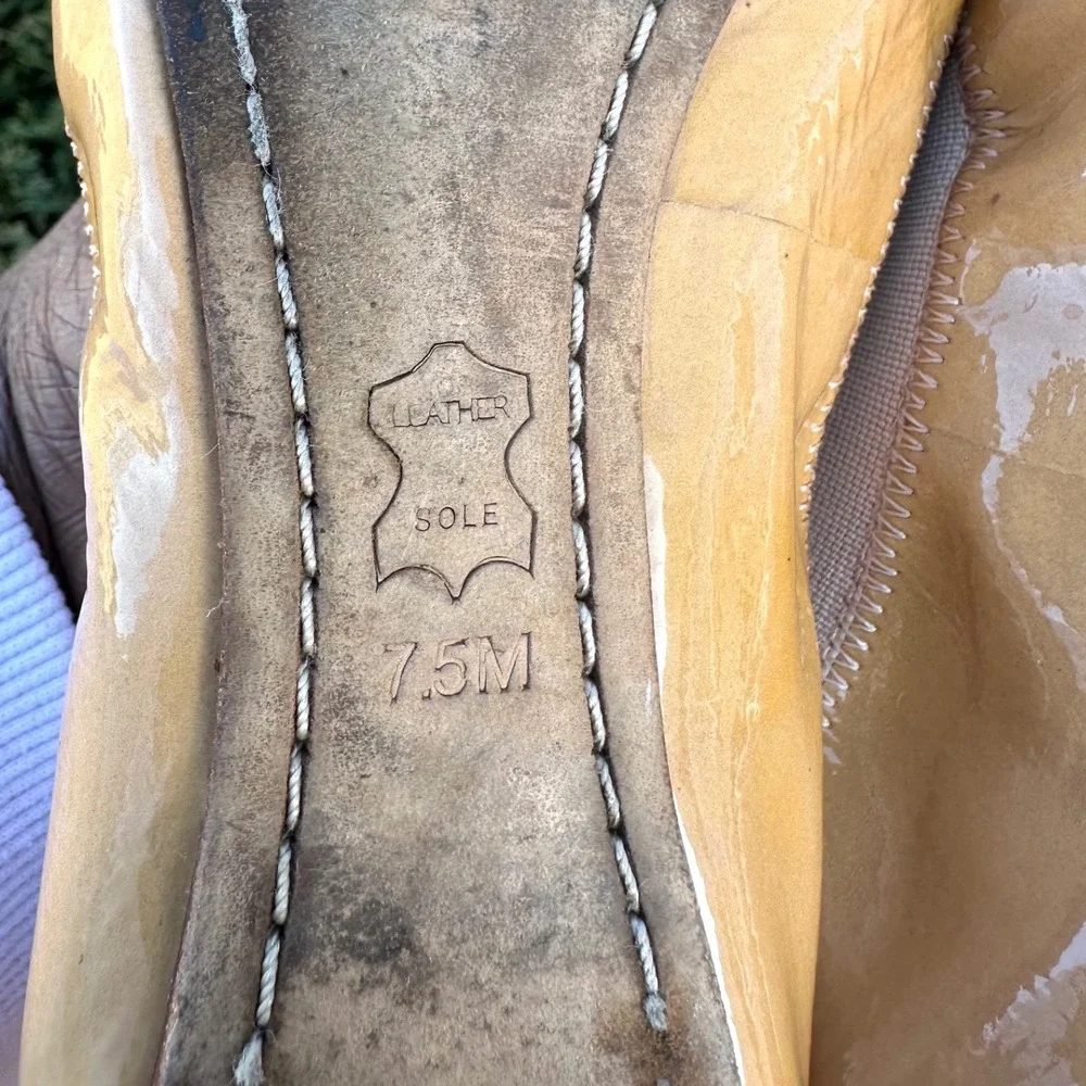 Tory Burch Women's‎ Caroline Patent Leather Ballet Flats Size 7.5 Tan